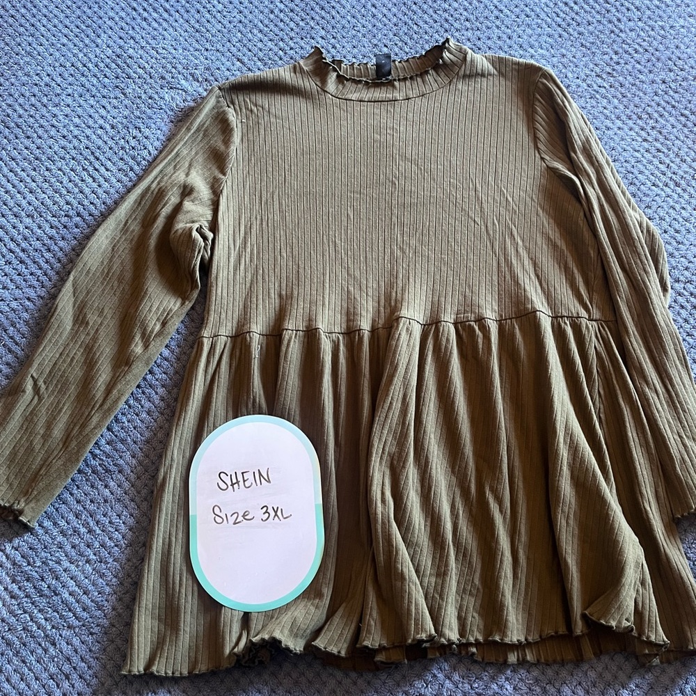 Shein Olive Green Long Sleeve Top